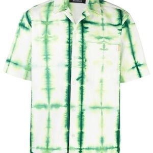 Nahmias Men's Green Tye Dye Button Down Shirt Size XL